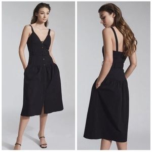 Reiss Vita Button Through MIDI Dress Size 6 Black